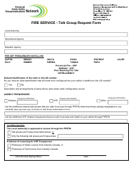 Document preview: Fire Service - Talk Group Request Form - Saskatchewan, Canada