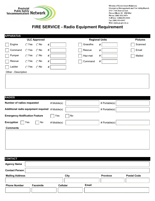 Fire Service - Radio Equipment Requirement - Saskatchewan, Canada Download Pdf