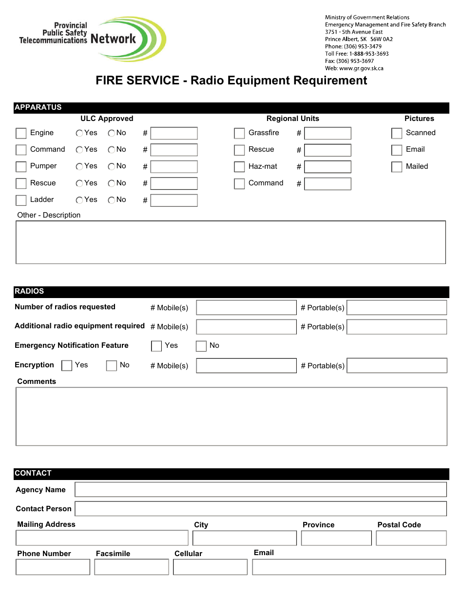 Fire Service - Radio Equipment Requirement - Saskatchewan, Canada, Page 1