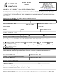 &quot;Medical Statement Request Application&quot; - Saskatchewan, Canada