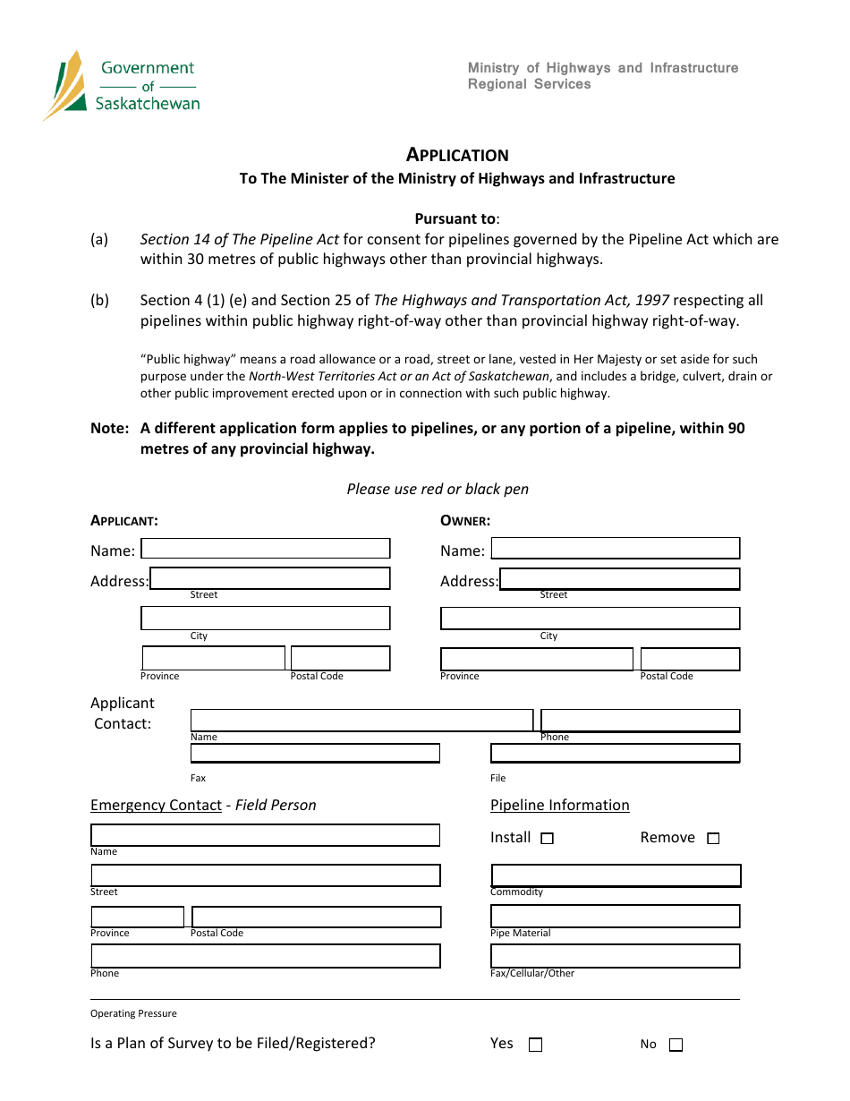 Rm Pipeline Permit Application - Saskatchewan, Canada, Page 1