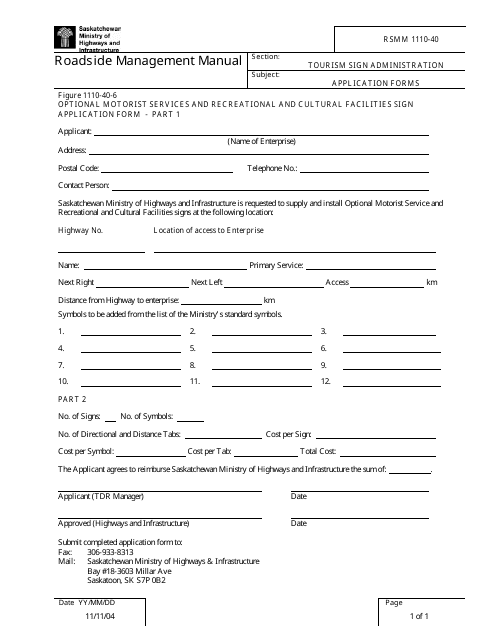 Form RSMM1110-40  Printable Pdf