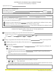 Document preview: Certificate of Service on a Current Tenant - Saskatchewan, Canada