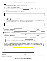 Certificate of Service on a Landlord - Saskatchewan, Canada, Page 2