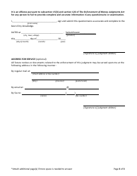 Form B Sheriff&#039;s Questionnaire - Saskatchewan, Canada, Page 3