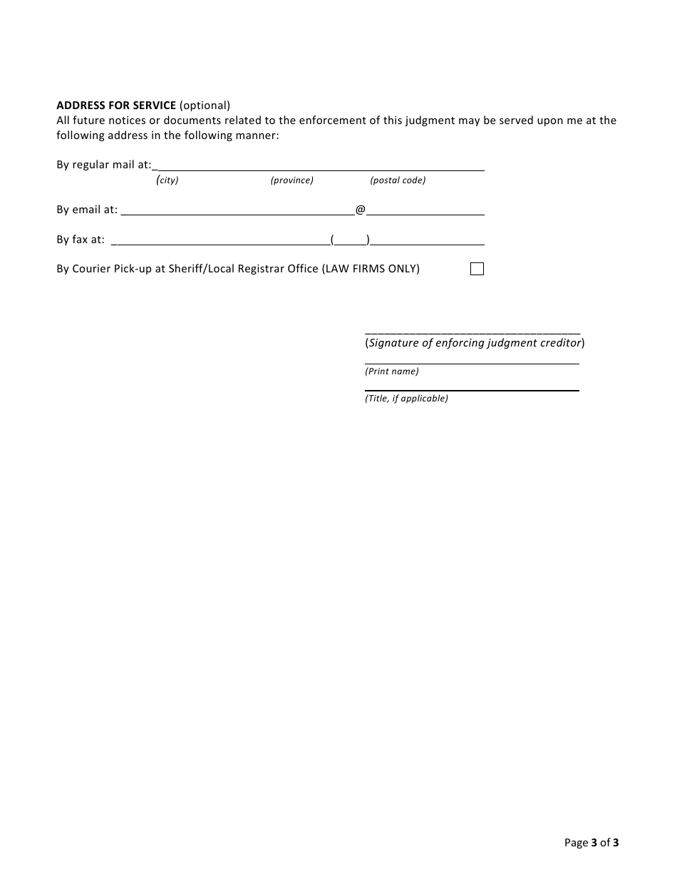 Form G Enforcement Instruction - Saskatchewan, Canada, Page 3