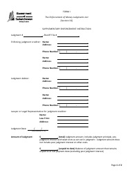 Form I Supplementary Enforcement Instruction - Saskatchewan, Canada