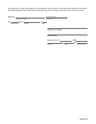 Form J Notice of Seizure of Property - Saskatchewan, Canada, Page 2