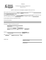 Document preview: Form NN Sheriff's Direction to Discharge Judgment From Land Title - Saskatchewan, Canada