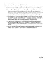 Form M Notice of Seizure of Partnership Property - Saskatchewan, Canada, Page 2