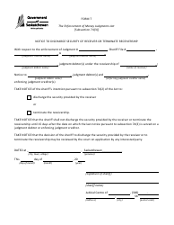 Document preview: Form T Notice to Discharge Security of Receiver or Terminate Receivership - Saskatchewan, Canada