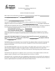 Form Q &quot;Notice of Seizure of Account&quot; - Saskatchewan, Canada