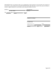 Form S Notice of Seizure Affecting Employment Remuneration - Saskatchewan, Canada, Page 2