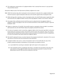 Form X Exemption Notice to Judgment Debtor - Saskatchewan, Canada, Page 3