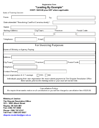 Document preview: Leading by Example Registration Form - Saskatchewan, Canada