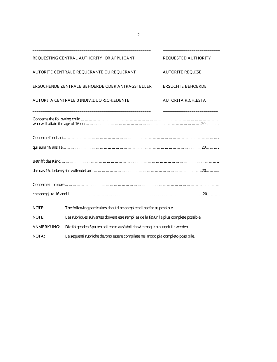 Request for Return - Saskatchewan, Canada (English / Italian / French / German), Page 2