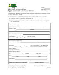 Document preview: Victims Compensation Application Form - Homicide Witness - Saskatchewan, Canada