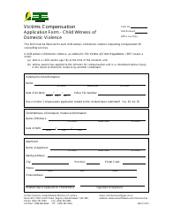 Document preview: Victims Compensation Application Form - Child Witness of Domestic Violence - Saskatchewan, Canada