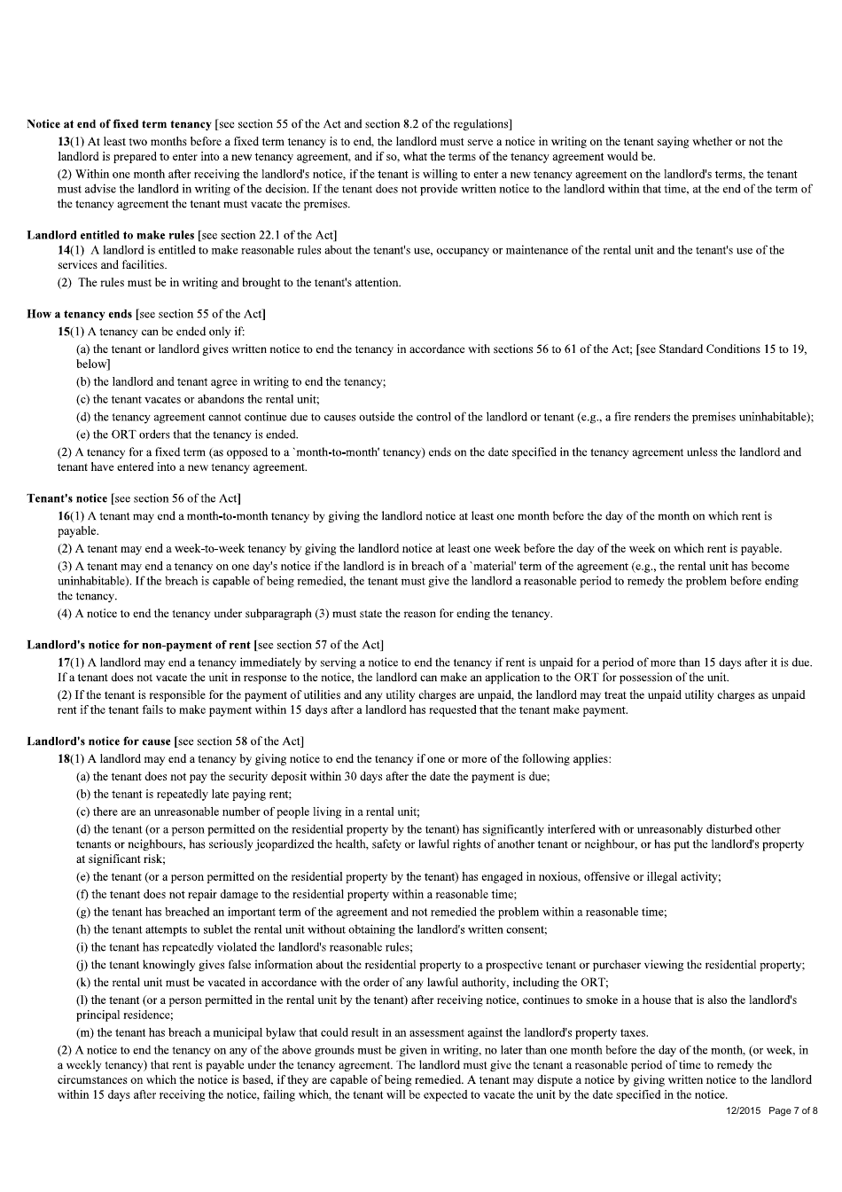Week-To-Week Tenancy Agreement for Saskatchewan - Saskatchewan, Canada, Page 7