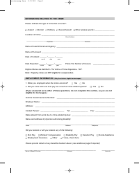 Victims Compensation Application Form - Saskatchewan, Canada, Page 2
