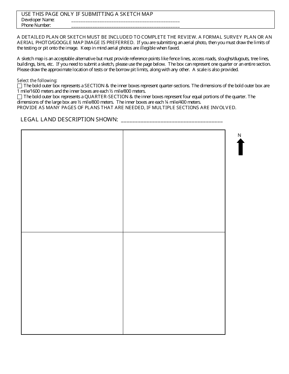 Aggregate Testing Project / Pit Development Form for Heritage Resource Review - Saskatchewan, Canada, Page 2