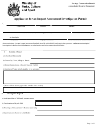 Application for an Impact Assessment Investigation Permit - Saskatchewan, Canada