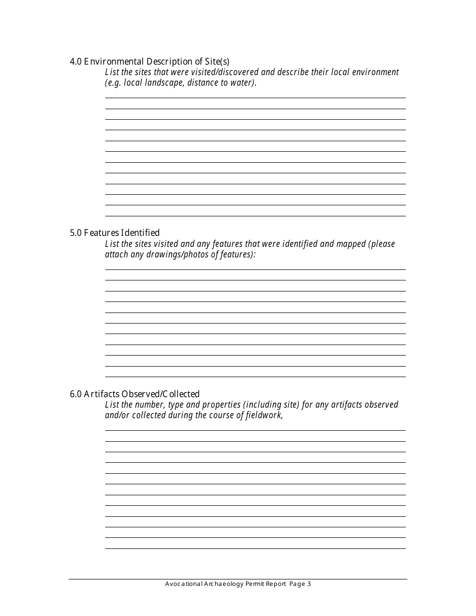 Avocational Permit Report - Saskatchewan, Canada, Page 3
