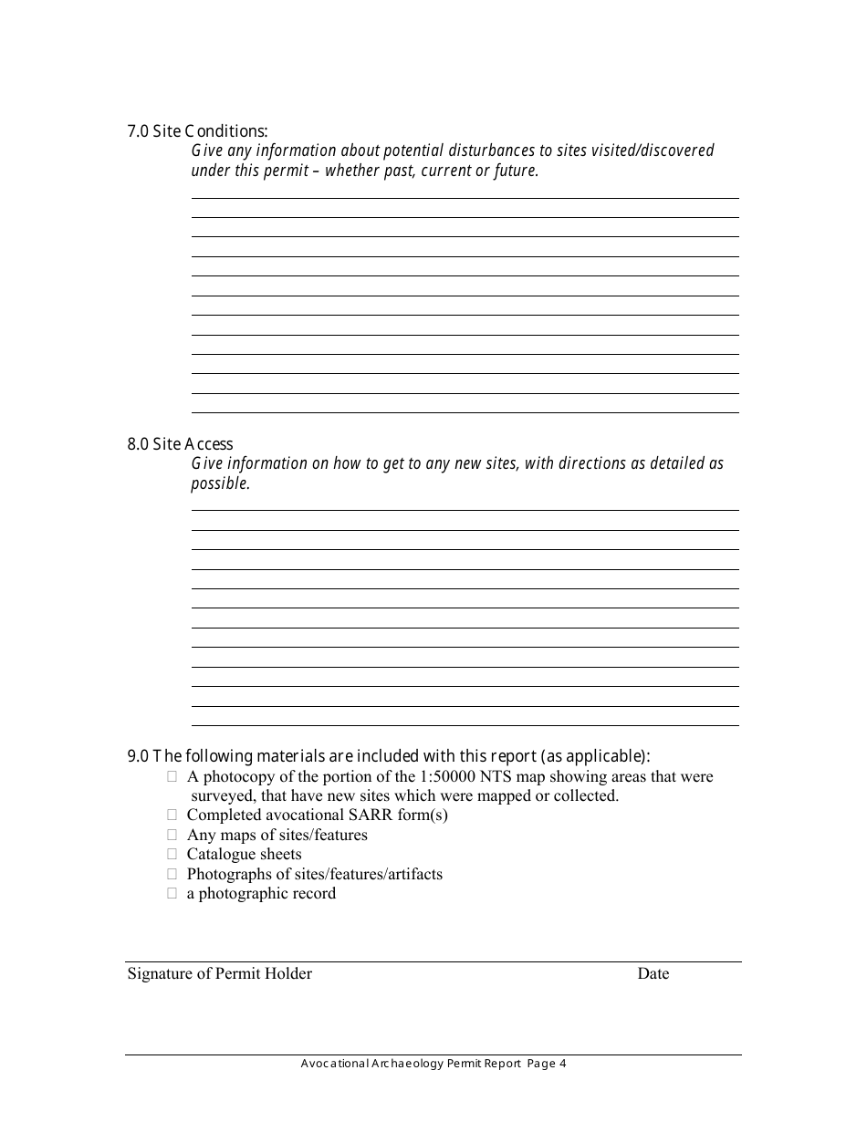 Avocational Permit Report - Saskatchewan, Canada, Page 4