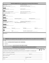 Complete Physical Examination Form - Saskatchewan, Canada, Page 2