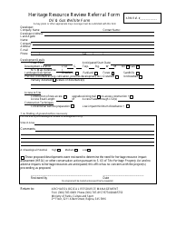 Document preview: Heritage Resource Review Referral Form (Oil & Gas Wellsite Form) - Saskatchewan, Canada