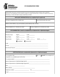 Document preview: Eye Examination Form - Saskatchewan, Canada