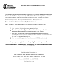 Document preview: Matchmaker Licence Application - Saskatchewan, Canada