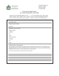 Provincial Heritage Property Alteration Application - Saskatchewan, Canada