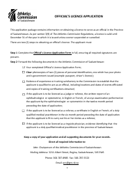 Document preview: Official's Licence Application - Saskatchewan, Canada