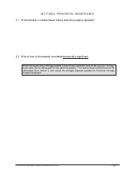 Provincial Heritage Property Designation Nomination Form - Saskatchewan, Canada, Page 7