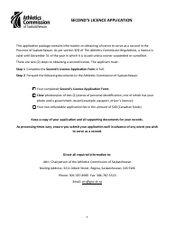 Document preview: Second's Licence Application - Saskatchewan, Canada