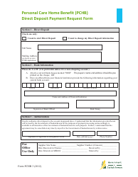 Form PCHB3 &quot;Personal Care Home Benefit (Pchb) Direct Deposit Payment Request Form&quot; - Saskatchewan, Canada