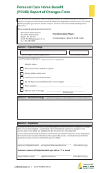Form PCHB8 &quot;Personal Care Home Benefit (Pchb) Report of Changes Form&quot; - Saskatchewan, Canada