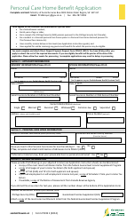 Form PCHB1 &quot;Personal Care Home Benefit Application&quot; - Saskatchewan, Canada