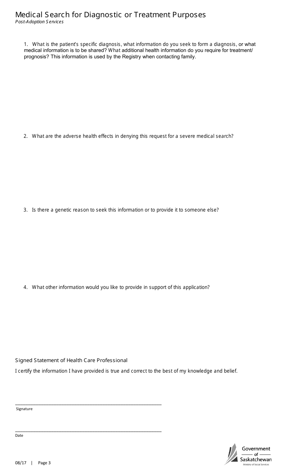 Medical Search for Diagnostic or Treatment Purposes - Saskatchewan, Canada, Page 3