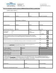 Out of Province Travel and Accommodation Expense Claim Form - Nova Scotia, Canada