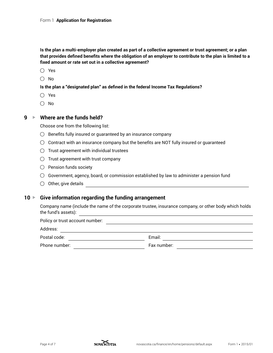 Form 1 - Fill Out, Sign Online and Download Fillable PDF, Nova Scotia ...