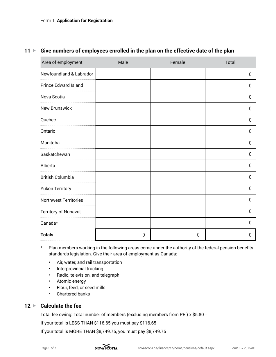 Form 1 Application for Registration - Nova Scotia, Canada, Page 5