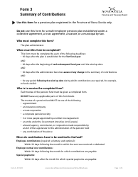 Form 3 Summary of Contributions - Nova Scotia, Canada