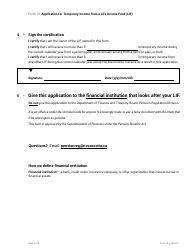 Form 10 Application for Temporary Income From a Life Income Fund (Lif) - Nova Scotia, Canada, Page 2