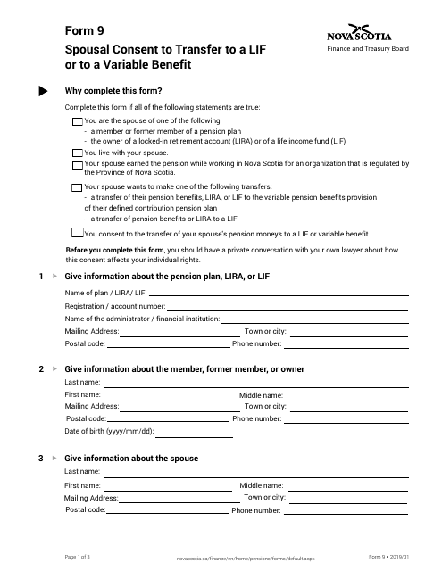 Form 9  Printable Pdf