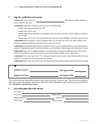 Form 9 Spousal Consent to Transfer to a Lif or to a Variable Benefit - Nova Scotia, Canada, Page 2