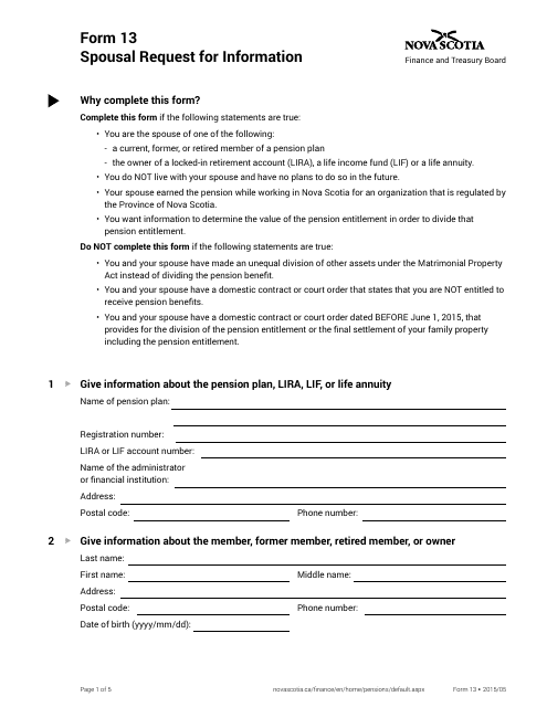 Form 13  Printable Pdf