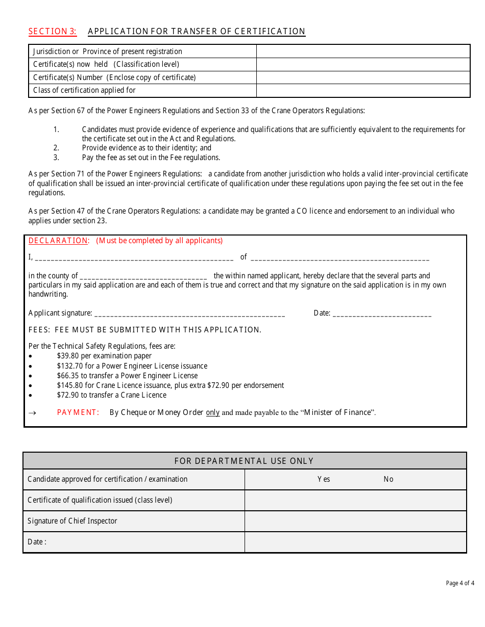 Application for Certificate of Qualification - Nova Scotia, Canada, Page 4