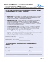 Notification to Employer - Domestic Violence Leave - Nova Scotia, Canada, Page 2